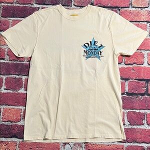 Cream Graphic Tee with Blue Design